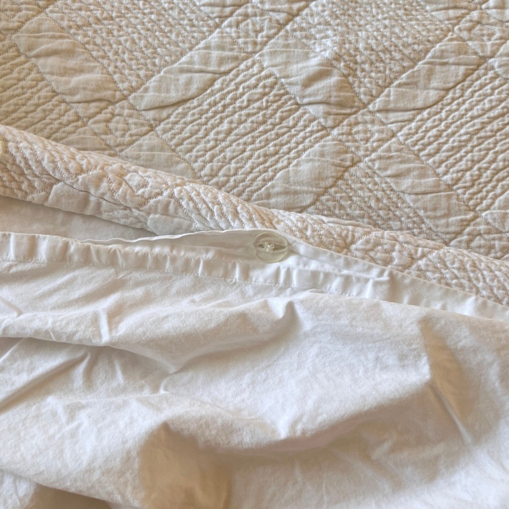 Pottery Barn White Matelasse Full Queen Duvet Cover 100% Cotton Portugal 92x88 - Picture 3 of 9